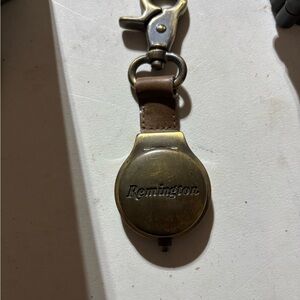 Remington Brass Keychain with Tan Leather